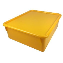 Romanoff Double Stowaway Tray With Lid, 5-1/2"H x 13-1/2"W x 16"D, Yellow