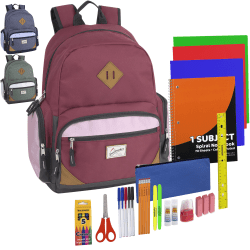 Trailmaker Backpacks With 30-Piece School Supply Set, Assorted Colors, Set Of 12 Backpacks