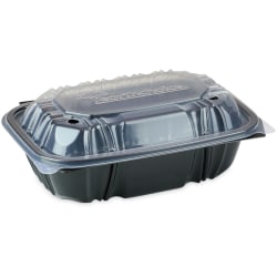 Pactiv Evergreen EarthChoice® Vented Dual-Color Microwavable Hinged-Lid Containers, 1-Compartment, , Black/Clear, Pack Of 140 - DC961000B000