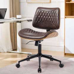 Bestier Armless Office Chair with Wheels, Brown, Total Qty 1