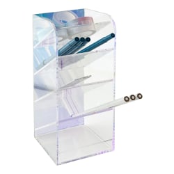 Realspace® Acrylic Desk Organizer, 8"H x 3-1/4"W x 3-1/4"D, Clear/Iridescent