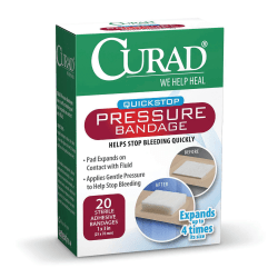 Curad Pressure Adhesive Bandage - 100 - 1" Width x 2.75" Length - Green - 100 / Box