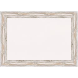 Amanti Art Cork Bulletin Board, 21" x 15", White, Alexandria Whitewash Narrow Wood Frame