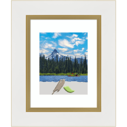 Amanti Art Eva Picture Frame, 16" x 19", Opening Size 11" x 14" (Matted To 8" x 10"), White Gold