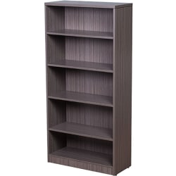 Boss Office Products 66"H 5-Shelf Bookcase, Driftwood
