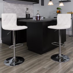 Flash Furniture Contemporary Button-Tufted Vinyl AdjustableH Bar Stool With Back, Gray, CH112080WH
