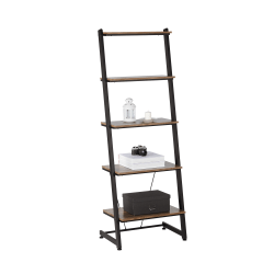 Realspace® Belling 73"H Leaning 5-Shelf Bookcase, Modern Oak
