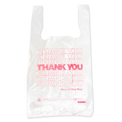 Barnes Paper Company High Density Plastic T-Sacks, 19"H x 10"W x 5"D, Thank-You, Case Of 2,000 T-Sacks