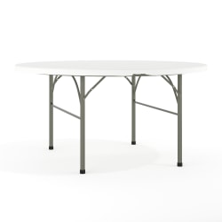 Flash Furniture Round Bi-Fold Plastic Banquet And Event Folding Table, 29-1/2"H x 60-1/2"W x 60-1/2"D, Granite White