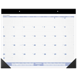 AT-A-GLANCE® 2027 Monthly Desk Pad Calendar, Blue and Gray, Large, 24" x 19"