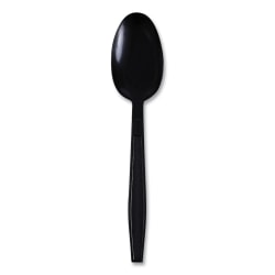 Boardwalk® Heavyweight Wrapped Polypropylene Cutlery, Teaspoon, 6-1/2"L, Black, Carton Of 1,000 Teaspoons