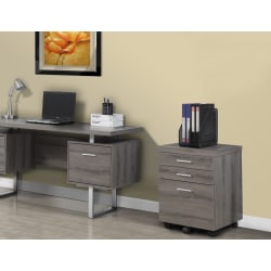 Monarch Specialties 19"D Vertical 3-Drawer File Cabinet, Dark Taupe