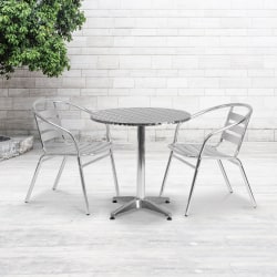 Flash Furniture Round Metal Indoor/Outdoor Table, 27-1/2"H x 27-1/2"W x 27-1/2"D, Aluminum