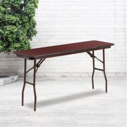 Flash Furniture Folding Training Table, 30"H x 18"W x 60"D, Mahogany
