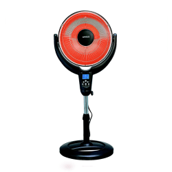 Optimus 14" Oscillating Pedestal Digital Dish Heater With Remote, Black
