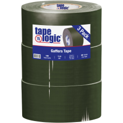 Tape Logic Gaffers Tape, 3" x 60 Yd., 11 Mil, Olive Green, Case Of 3 Rolls