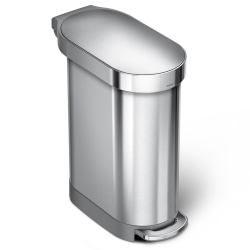 simplehuman Slim Liner Rim Step Trash Can, 12 Gallons, Brushed Stainless Steel