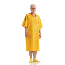 Medline PerforMAX Fall Prevention IV Gowns, 45", Yellow, Pack Of 12