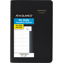 AT-A-GLANCE® Academic 2026-2027 Daily Appointment Book Planner, Black, Small, 5" x 8"