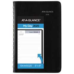 2025 AT-A-GLANCE® DayMinder Daily Appointment Book Planner, 5" x 8", Black, January To December