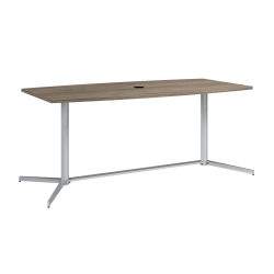 Bush Business Furniture 72-inch Office Conference Table with Metal Base, Modern Hickory, Standard Delivery