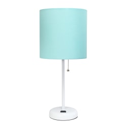 LimeLights Stick Lamp With Charging Outlet, 19-12"H, Aqua Shade/White Base