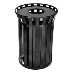 Alpine Industries 38 Gallon Metal-Slatted Outdoor Commercial Trash Can, 36''Hx26.7''Wx21''D, Black