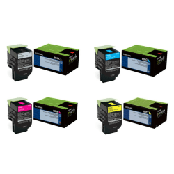 Lexmark™ LEX801SET Black And Cyan, Magenta, Yellow Toner Cartridges, Pack Of 4