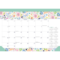 2023-2024 Plato 18-Month Monthly Desk Pad Calendar, 11" x 15-1/2", Spring Awakening, July To December