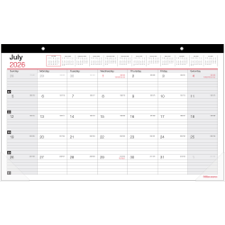 2026-2027 Office Depot® Brand Monthly Academic Desk Calendar, 17-3/4" x 10-7/8", 30% Recycled, July 2026 To June 2027