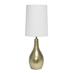 Simple Designs 1-Light Teardrop Table Lamp, 19-1/2"H, White Shade/Gold Base