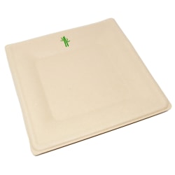 Purely Bamboo Purely 6" Square Plates, Beige, Pack Of 50 Plates