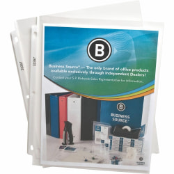 Business Source Top-Loading Poly Sheet Protectors, 8-1/2" x 11", 2.4 mil, Clear, 50 Protectors Per Pack, Set Of 4 Packs