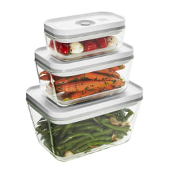 Zwilling Fresh & Save Glass Vacuum Food Storage Containers, Assorted Sizes, Clear, Set Of 3 Containers