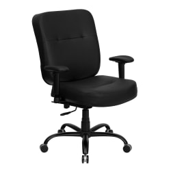 Flash Furniture HERCULES Series Ergonomic Big & Tall High-Back Executive Office Chair With Arms, Black LeatherSoft