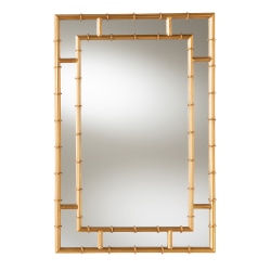 Baxton Studio Bamboo Rectangular Accent Wall Mirror, 32-1/4" x 21-1/2", Antique Gold