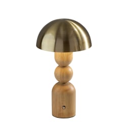 Adesso Connie LED Cordless Table Lamp, Natural with Antique Brass Shade