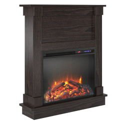 Ameriwood™ Home Ellsworth Fireplace With Mantel, 31-15/16"H x 31-11/16"W x 7-13/16"D, Espresso