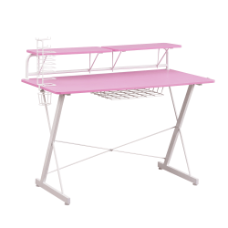 Techni Sport 48"W Carbon Gaming Computer Desk With Shelving, Pink