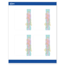 Avery® Printable Labels With Sure Feed® Technology, S00-EVD, Rectangle, 4" x 3-1/3", Matte White With Preprinted Watercolor/Gold Leaf Design, Pack Of 40