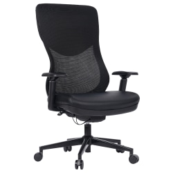 WorkPro® Fortimo Ergonomic Mesh/Vegan Leather High-Back Executive Chair, Black/Black, BIFMA Compliant