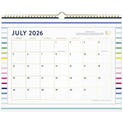 Simplified by Emily Ley for AT-A-GLANCE® Academic 2026-2027 Monthly Wall Calendar, Happy Stripe, Medium, 12" x 15"