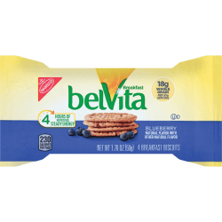 belVita Breakfast Biscuits - Individually Wrapped, Hydrogenated Oil-free, Sweetener-free - Blueberry - 1.76 oz - 8 / Box