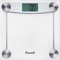 Escali Square Clear Glass Bathroom Scale - 400 lb - Clear, Silver
