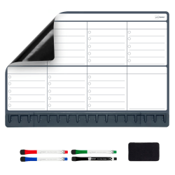Note Tower® Magnetic Dry-Erase Whiteboard Refrigerator Weekly Planner Board, 12" x 17", Black/White