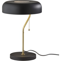 Adesso® Timothy Table Lamp, 17"H, Black Shade/Black & Antique Brass Base