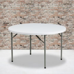 Flash Furniture Round Plastic Folding Table, 29-1/4"H x 48"W x 48"D, Granite White