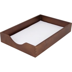 Carver Walnut Finish Solid Wood Desk Trays, 11"H x 3 1/2"W x 16"D, Walnut/Oak