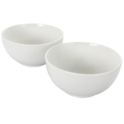 Gibson Home 2-Piece 7" Ceramic All-Purpose Round Bowl Set, White