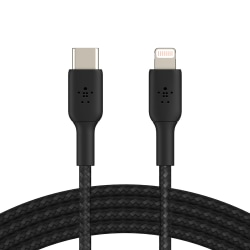 Belkin® Lightning-To-USB-C Braided Cable, 3.3', Black, CAA004BT1MBK